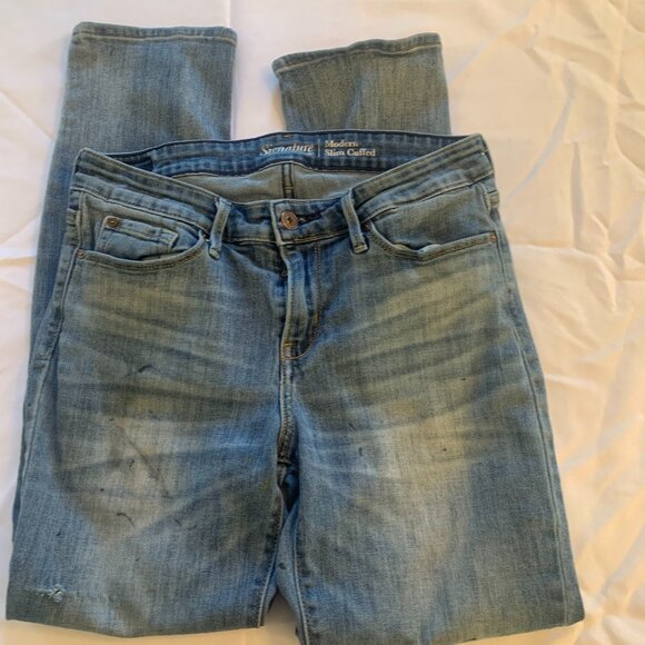 Levi Modern Slim Jeans Size 8 with paint splatters and distressed - Picture 1 of 9